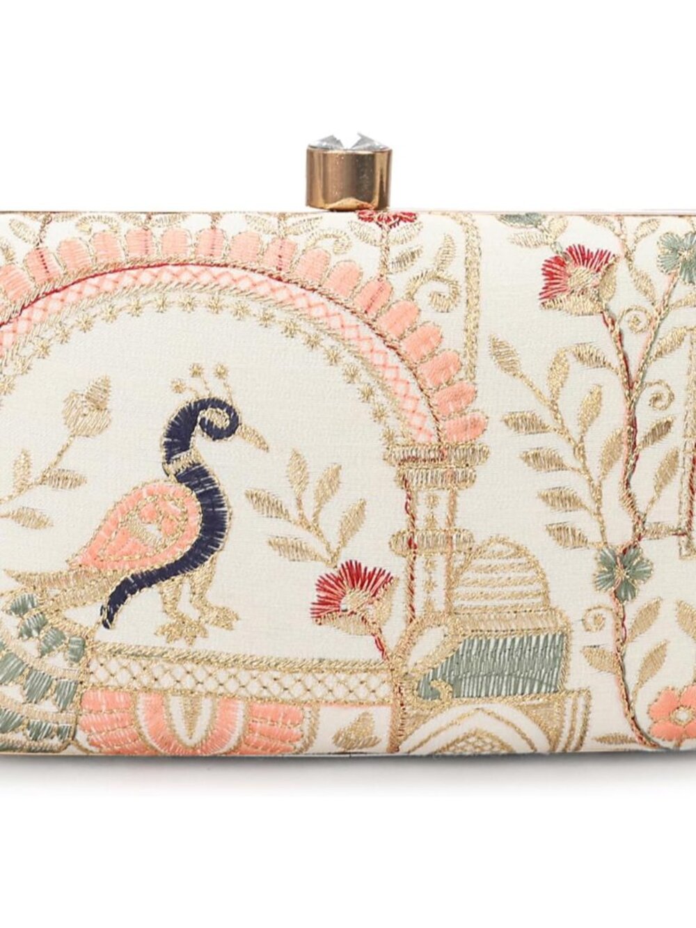 Hand Crafted Designer Box Clutch - Zari Embroidery For Women - Picture 2 of 7